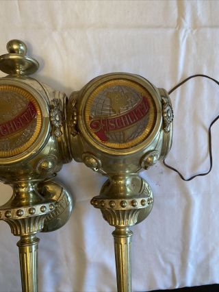 Schlitz Beer Wall Sconce Pair Carriage Lights Advertising Rare 3