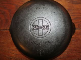 Vintage Griswold Cast Iron Skillet 3 Frying Pan No.  709e Small Block Logo