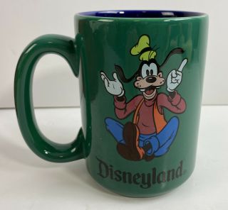 Disney Disneyland Park Goofy Mug Coffee Cup Green Blue 4.  75”