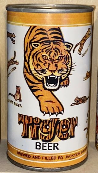 Tiger Beer Can,  Jackson Brewing Co.  Orleans,  La.  Paper Label.  Lsu Tigers