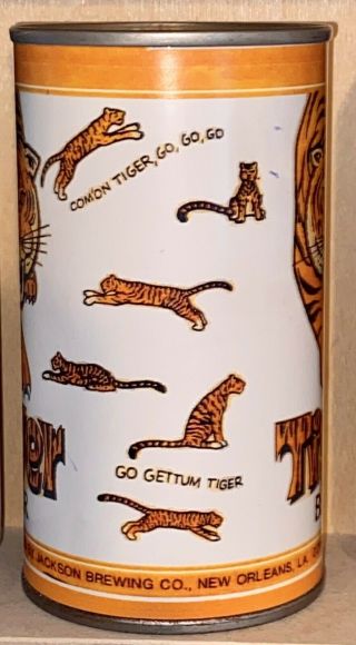 Tiger Beer Can,  Jackson Brewing Co.  Orleans,  LA.  Paper Label.  LSU Tigers 2