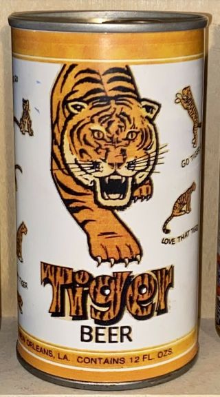 Tiger Beer Can,  Jackson Brewing Co.  Orleans,  LA.  Paper Label.  LSU Tigers 3