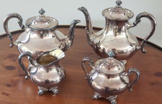 Reed & Barton 5600 Regent Silver Plate 4 Piece Tea Set Coffee Tea Creamer Sugar