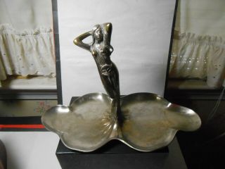 Silver Plated Art Deco Figural Woman 2 Sided Tray Look Wow