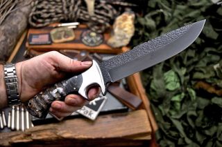 Cfk Ipak Handmade 1095 Custom Sheep Horn Sub Hilt Hunting Skinner Knife