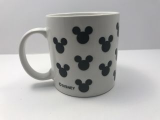 Disney Mickey Mouse Ears Silhouette White Coffee Mug Cup Black Embossed Pattern