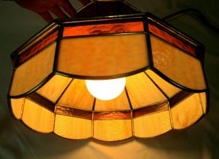 Vintage Stained Glass Hanging Pendant Light / Lamp Shade Tiffany Style