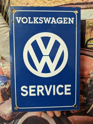 Old Vintage Volkswagen Service Porcelain Enamel Dealer Sign Vw Bug Dune Buggy