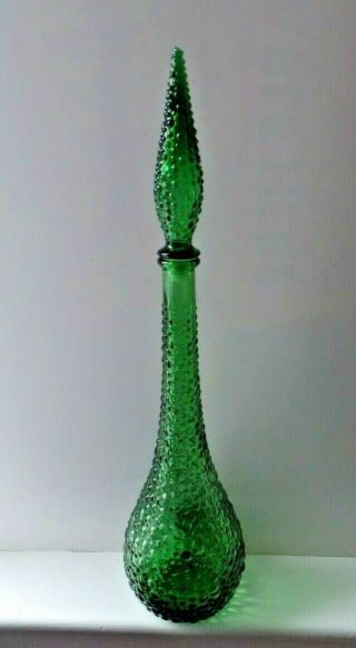 Large Vintage Retro Empoli Glass Italy Green Genie Bottle Decanter Mcm