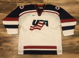 Nike Usa United States National Team Vintage Olympic Hockey Jersey Mens Large L