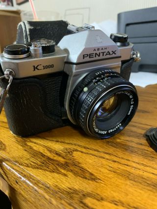 Vintage Asahi Pentax K - 1000 Camera With A 50mm F2 Lens,  & Case