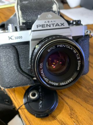 Vintage Asahi Pentax K - 1000 Camera with a 50mm f2 Lens,  & Case 2