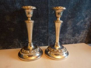 LARGE VINTAGE IANTHE SILVER PLATED ROSE BOWL & IANTHE CANDLE HOLDERS 2