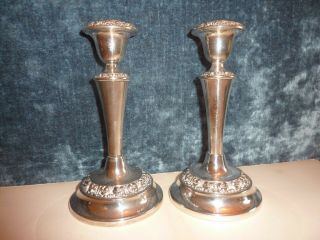 LARGE VINTAGE IANTHE SILVER PLATED ROSE BOWL & IANTHE CANDLE HOLDERS 3