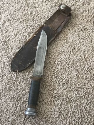 Vintage Marbles Hunting Knife And Sheath