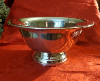 Vintage Paul Revere Silver - Plated Large Punch Bowl / Fruit Bowl Including Ladle