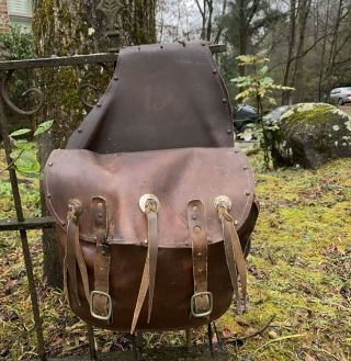 Vintage Leather Western Horse Cowboy Trail Double Saddle Bags
