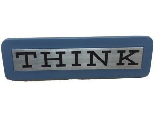 Ibm " Think " Sign Desk Plaque Vintage 1970 