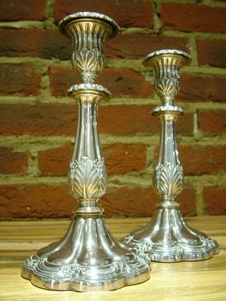 Pair Top Quality C1880 English Silver Plate Antique Victorian Candlesticks 775