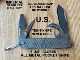 Vintage 1967 Us Military Imperial 4 Blade Pocket Knife