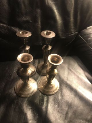 Two Pairs Of Weighted Sterling Candlesticks Scrap.