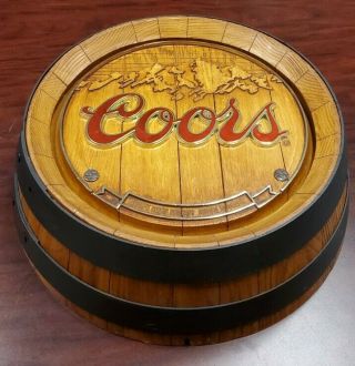 Vintage Coors Beer Barrel Round Bar Sign Barrel Head - Red Logo