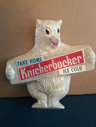(vtg) 1960s Knickerbocker Beer Plastic Polar Bear Sign Ny Jacob Ruppert Rare