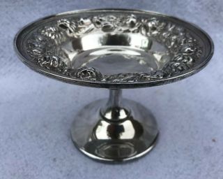 Antique Stieff 126 - U Sterling Silver Repousse Pedestal Dish Rose Pattern 5.  5”h