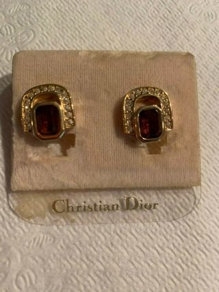 Vintage Christian Dior Clip On Earrings - Price Tag - Case