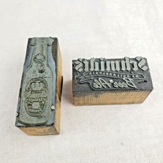 Rare Antique Schmidt Beer Metal Printer Block Letterpress Stamps Schmidt 