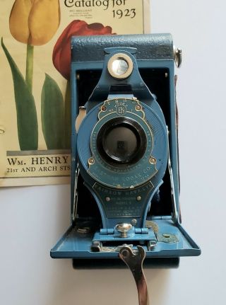 Eastman Kodak Rainbow No.  2 A Model B Vintage Folding Film Camera - Blue -