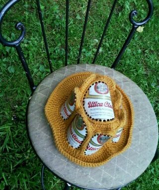 Vintage Utica Club Beer Can Crocheted Hat 1970 