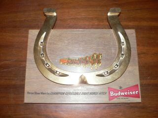 Vintage Budweiser Beer Clydesdale Horseshoe Bar Display Wall Sign