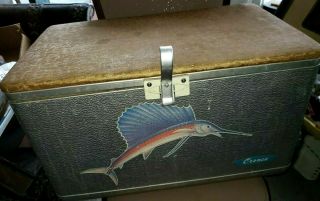 Vintage Cronstroms Cronco Aluminum Cooler Marlin On Front.  Has Plug