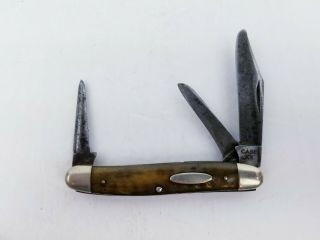 Vintage Antique Case Xx 6347hu Green Bone 3 Blade Pocket Knife