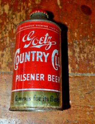 Goetz County Club Irtp Cone Top Beer Can With Cap