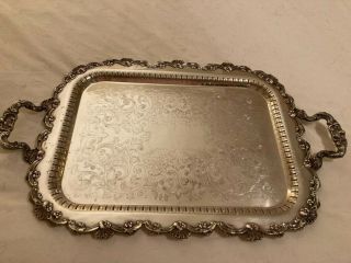 Silver Serving Tray With Handles Tray Is In Very Good Shape.  26 X 16 Ups $25