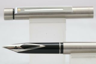 Vintage (c1989 - 92) Sheaffer Targa No.  1001s Brushed S/steel Medium Fountain Pen