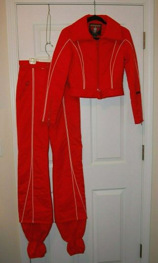 Vintage Innsbruck Women ' s 2 Piece Red Ski Snow Outfit Jacket & Pants Size 10 3