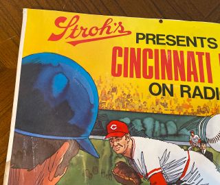1977 Cincinnati Reds STROH’S Cardboard Beer Advertising/ Radio Sign VERY RARE 2