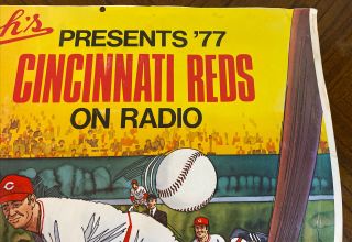 1977 Cincinnati Reds STROH’S Cardboard Beer Advertising/ Radio Sign VERY RARE 3
