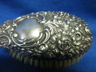 Antique Ornate Sterling Silver Repousse ' Handled Brush,  For A Special Dog 3