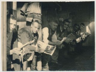 Soldier Men Caught Reading On Toilet Latrine Vtg 40 