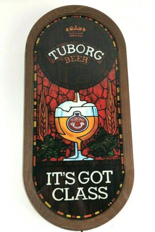 Vintage Tuborg Beer Lighted Sign Its Got Class Stained Glass Breweriana Light