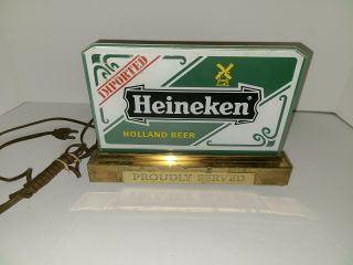 Heineken Beer Sign Light Up Vintage Display Bar Man Cave Rare Sign Needs Bulb