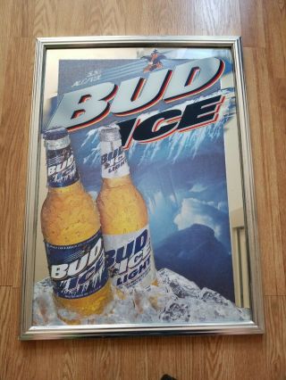 Bud Light Ice Budweiser Beer Bar Pub Man Cave Mirror