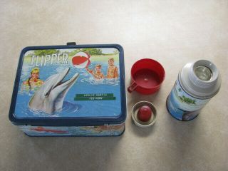 Vintage 1966 Flipper King Seeley Metal Lunch Box And Red Top Thermos