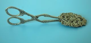 Vintage Ornate Brass Color Metal Cake Serving Tongs,  Made In Italy,  6.  5 " Long