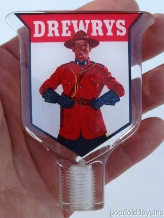 Vintage Drewrys Beer Tap Handle Lucite Canadian Mountie Knob
