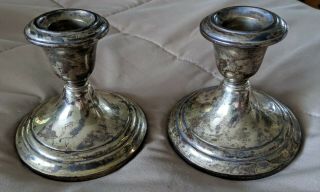 Pair (2) Vintage Gorham Sterling Silver 661 Candlesticks Candle Holders